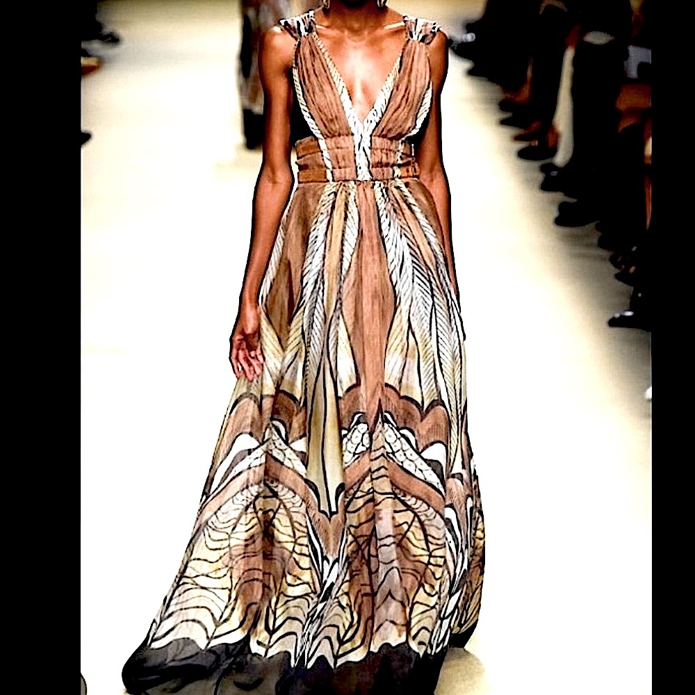BNWT Alberta Ferretti Runway Collection Silk Belted Maxi-Dress, IT 40 US 4 - Picture 5 of 16